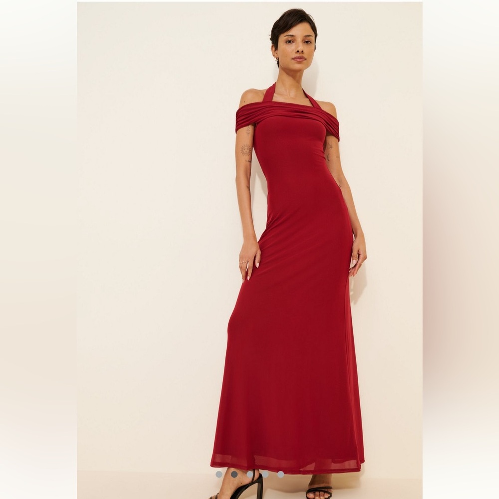 NWT AFRM Yvonne Off Shoulder Slim Mesh Maxi Dress size small